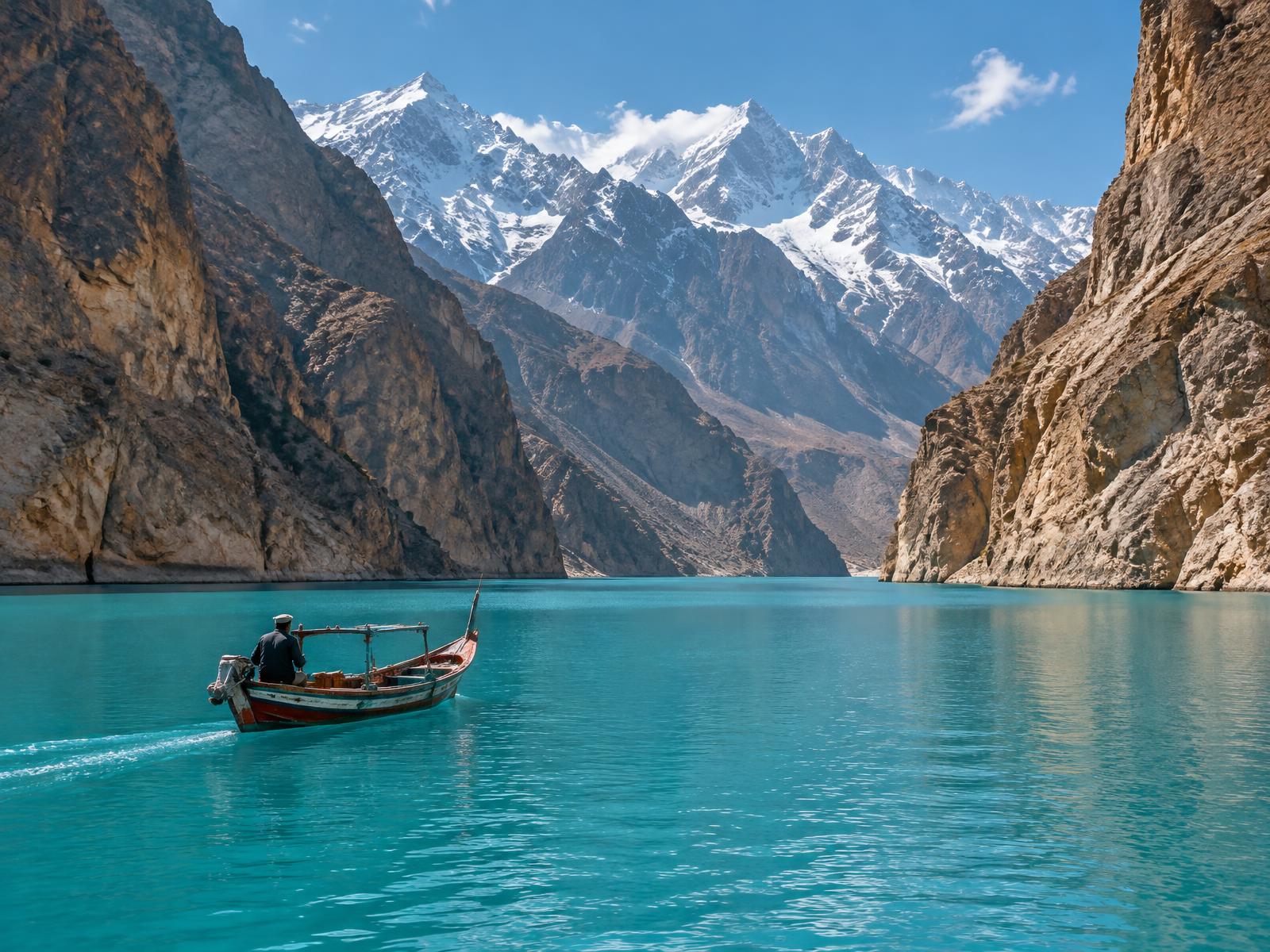 A boat crossing Attabad Lake